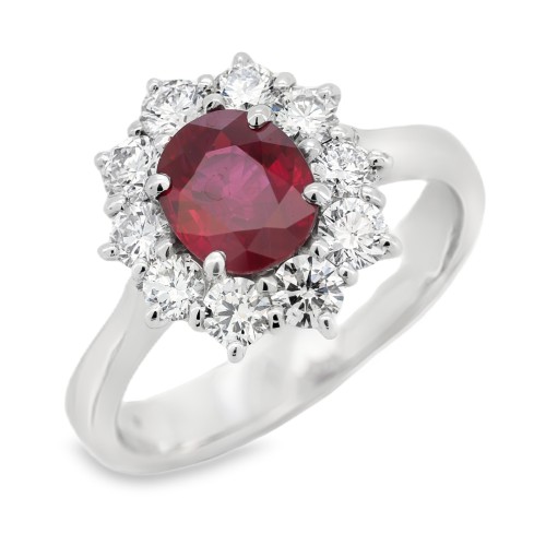Anello Rubino Diamanti ct 0,95 Oro 18 kt