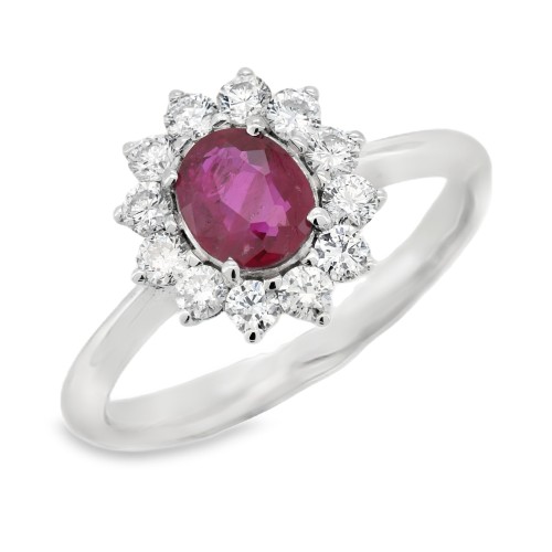 Anello Rubino Diamanti ct Oro 18 kt