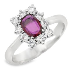 Anello Margherita Rubino ct 0,52 Diamanti ct 0,47 F VS  Oro 18 kt 4,28 gr