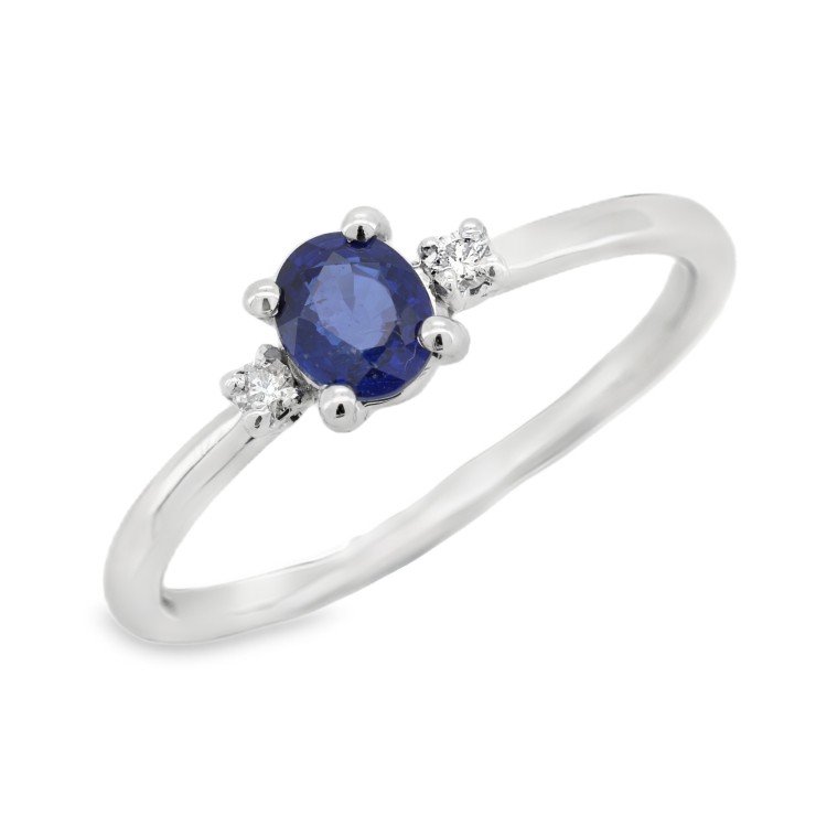 Anello Zaffiro BLU Diamanti ct 0,02 Oro 18 kt