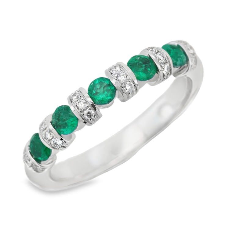 Fedina Riviere Smeraldi Diamanti ct 0,13 Oro 18 kt