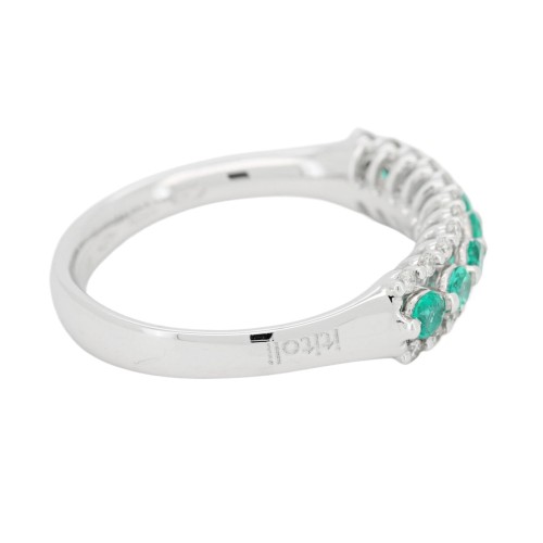 Fedina Riviere Smeraldi Diamanti ct 0,19 Oro 18 kt