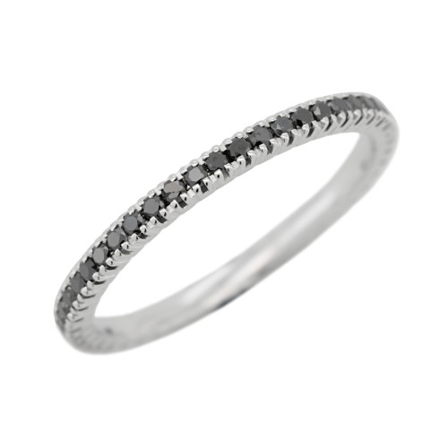 Anello Fedina Eternity Diamanti Neri 1,75 mm n 47 pietre ct 0,38 Oro Bianco 18 kt 1,3 gr