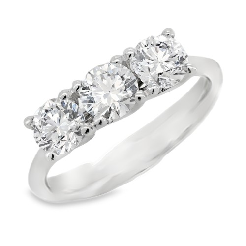 Anello TRILOGY 4GINB Diamante ct 1,50 D IF IGI  Iscizione Laser Oro Bianco 18 kt 4,45 gr