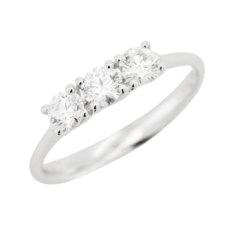 Anello TRILOGY 4GINB Diamante ct 0,60 E VS2 GIA EX VG EX Oro 18 kt 2,17 gr