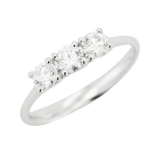 Anello TRILOGY 4GINB Diamante ct 0,60 E VS2 GIA EX VG EX Oro 18 kt 2,17 gr