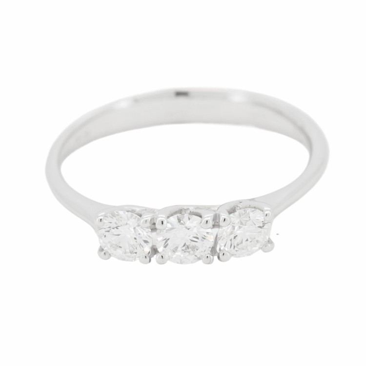 Anello TRILOGY 4GINB Diamante ct 0,60 E VS2 GIA EX VG EX Oro 18 kt 2,17 gr