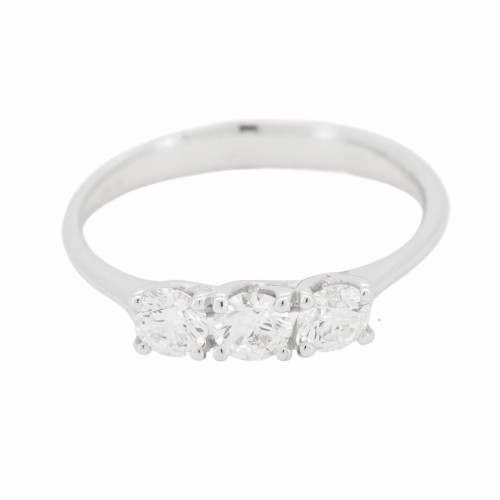 Anello TRILOGY 4GINB Diamante ct 0,60 E VS2 GIA EX VG EX Oro 18 kt 2,17 gr