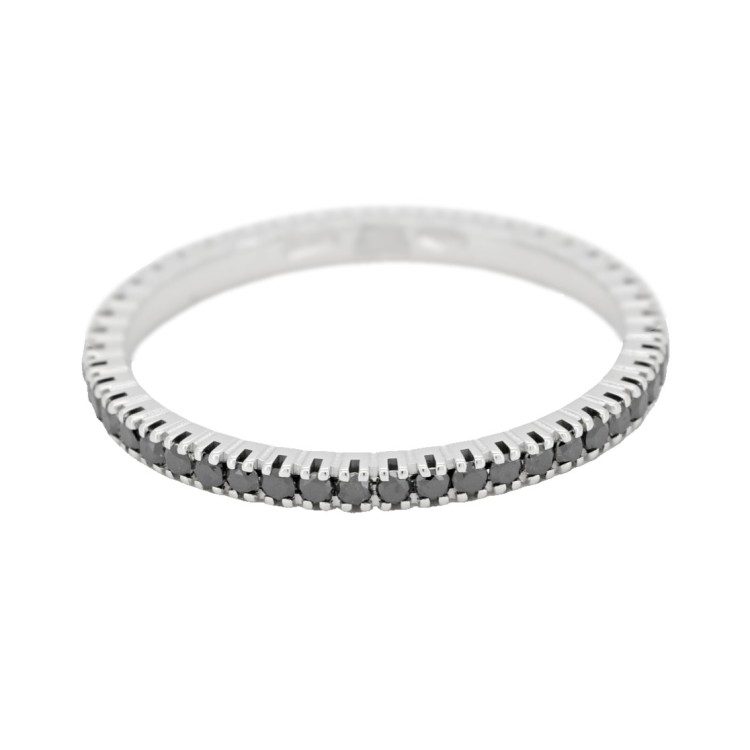 Anello Fedina Eternity Diamanti Neri 1,75 mm n 47 pietre ct 0,38 Oro Bianco 18 kt 1,3 gr