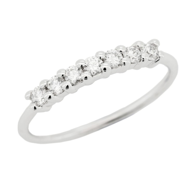 Fedina Riviere Diamanti ct 0,24 F VS2 misura 2,6 mm n° 7 pietre Oro Bianco 18 kt 1,65 gr