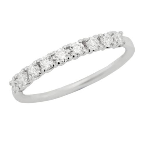 Fedina Riviere V9 Diamanti ct 0,40  F VS misura 2,6 mm n° 9 pietre  Oro Bianco 18 kt 1,87 gr