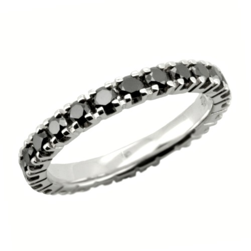 Fedina Eternity Diamanti Neri 2,9 mm ct 1,36 Oro Bianco 18 kt 2,78 gr