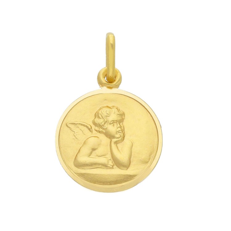 Medaglia ANGELO Oro Giallo 18 kt misure 15 mm 2,48 gr