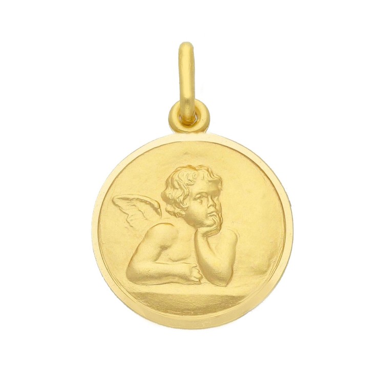 Medaglia ANGELO Oro Giallo 18 kt misure 17 mm 3,2 gr