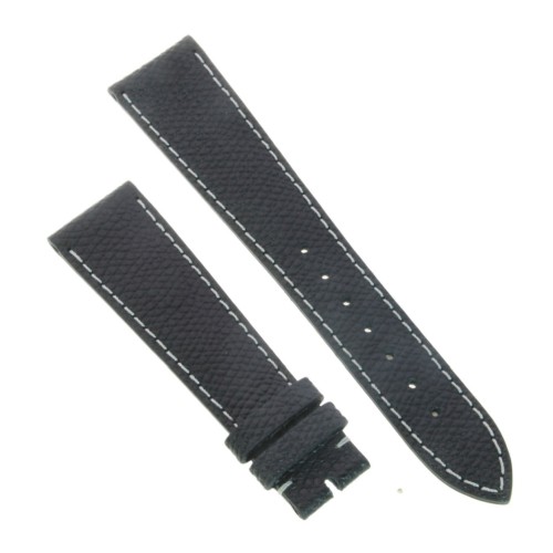 Cinturino Sartoriale Pelle Nero martellata 20/16 mm B40B classico cuciture chiare.