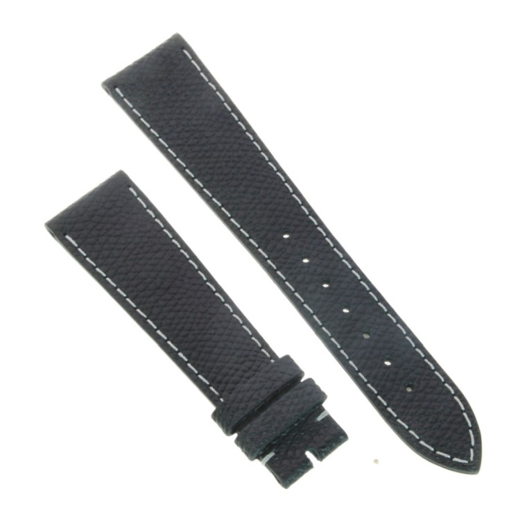 Cinturino Sartoriale Pelle Nero martellata 18/16 mm B40B classico cuciture chiare.