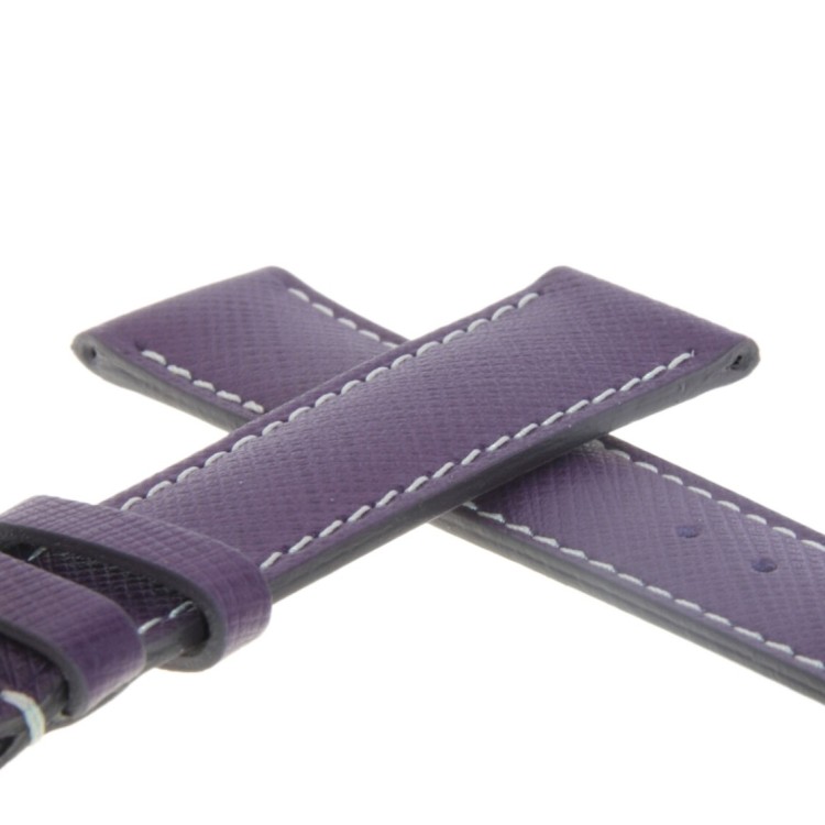 Cinturino Sartoriale Pelle Viola 18/16 mm B40B classico cuciture chiare.