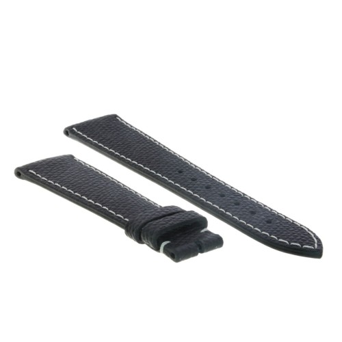 Cinturino Sartoriale Pelle Nero martellata 20/16 mm B40B classico cuciture chiare.