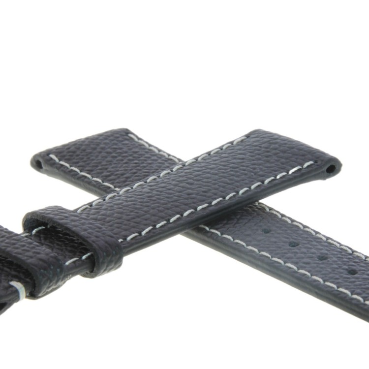 Cinturino Pelle martellata Nero 20/16 mm classico cucito.