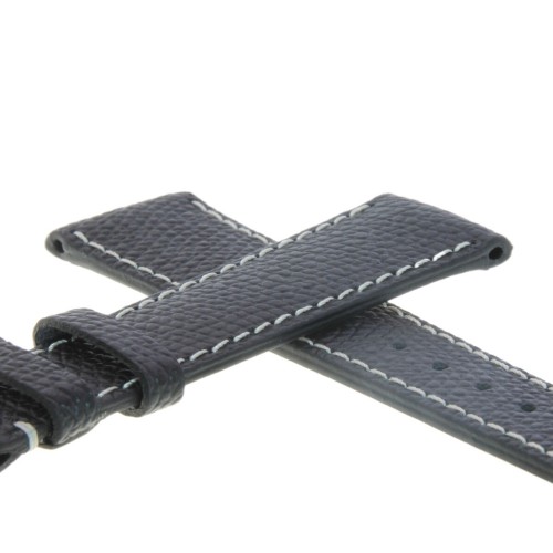 Cinturino Sartoriale Pelle Nero martellata 20/16 mm B40B classico cuciture chiare.