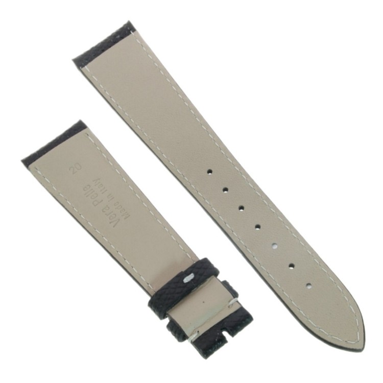 Cinturino Pelle martellata Nero 20/16 mm classico cucito.
