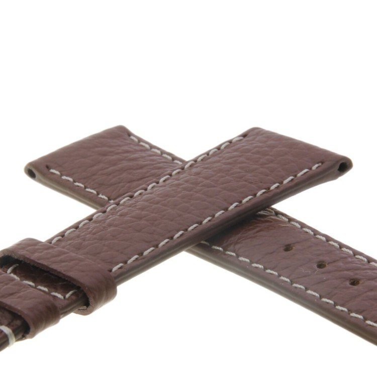 Cinturino Sartoriale Pelle Marrone martellata B40B 20/16 mm classico cuciture chiare.