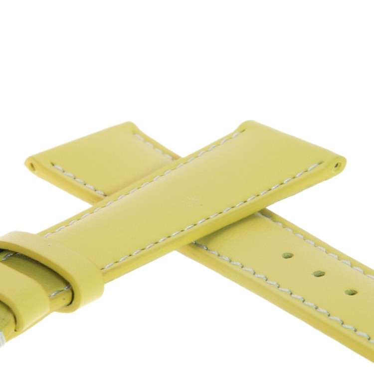 Cinturino Sartoriale Pelle Giallo 20/16 mm B40B classico cuciture chiare.