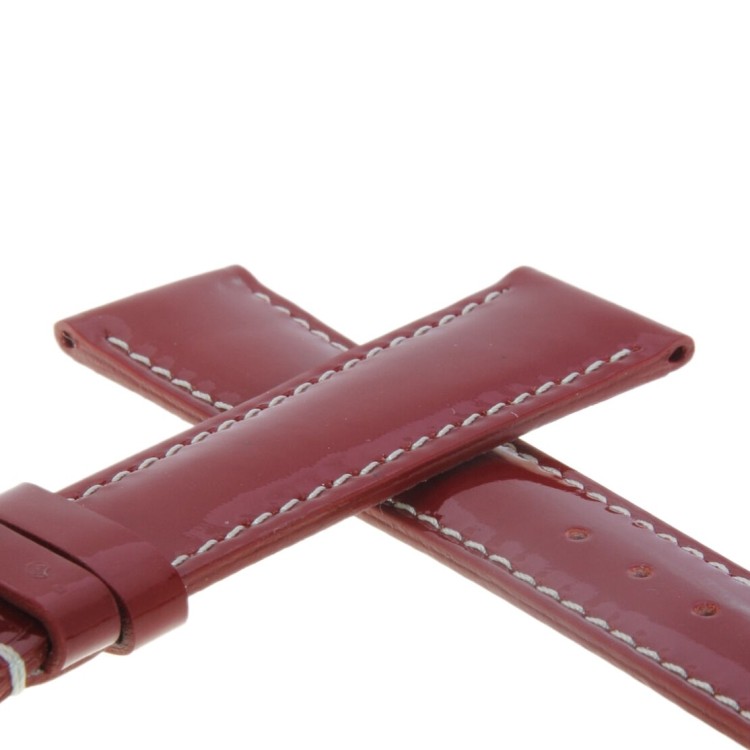 Cinturino Pelle semilucida Rosso 18/16 mm classico cucito.