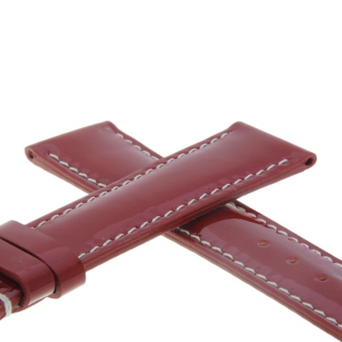 Cinturino Pelle semilucida Rosso 18/16 mm classico cucito.