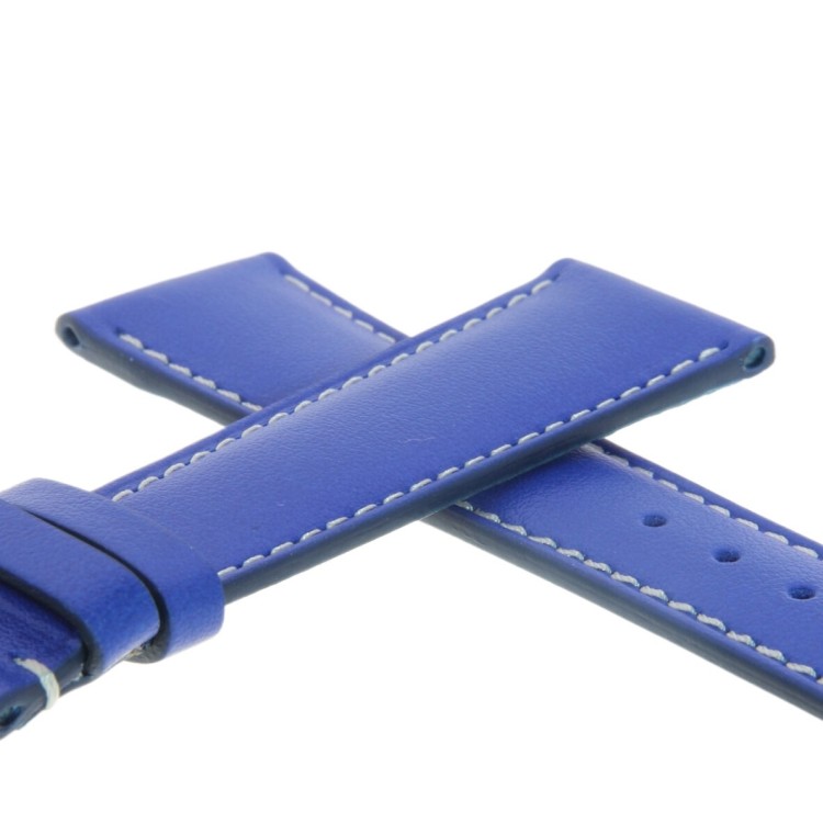 Cinturino Pelle Blu 20/16 mm classico cucito.