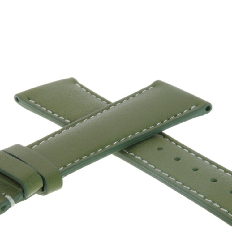 Cinturino Sartoriale Pelle Verde 18/16 mm B40B classico cuciture chiare.