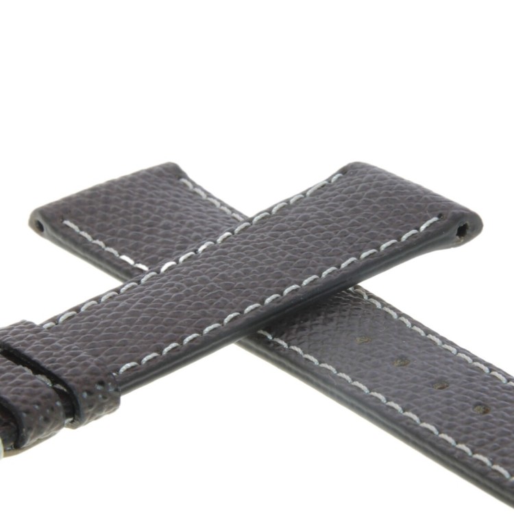 Cinturino Sartoriale Pelle Marrone martellata 20/16 mm B40B classico cuciture chiare.