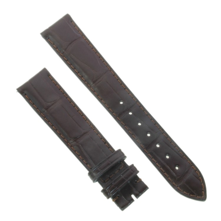 Cinturino Sartoriale Alligatore Marrone Scuro Opaco 18/16 mm B43B  classico..
