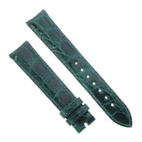 Cinturino Sartoriale Coccodrillo Verde Scuro Lucido 18/16 mm B46B forma classica.