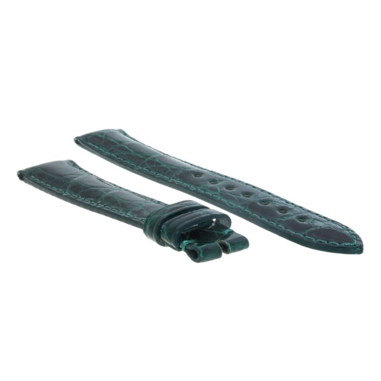 Cinturino Sartoriale Coccodrillo Verde Scuro Lucido 18/16 mm B46B forma classica.
