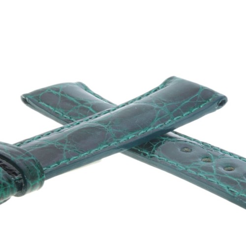Cinturino Sartoriale Coccodrillo Verde Scuro Lucido 18/16 mm B46B forma classica.