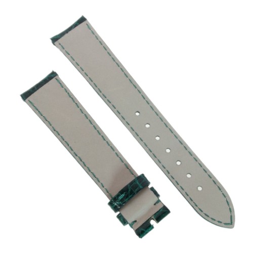 Cinturino Sartoriale Coccodrillo Verde Scuro Lucido 18/16 mm B46B forma classica.