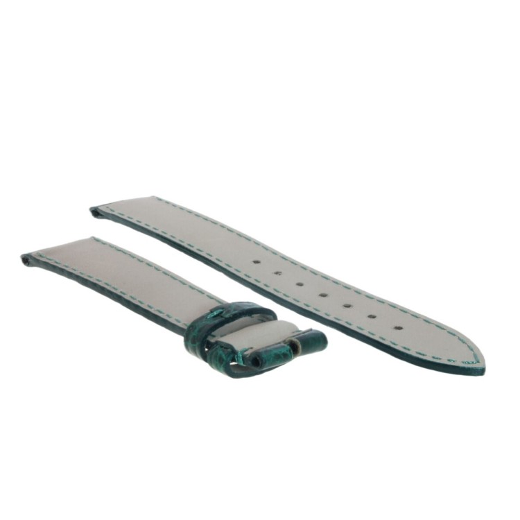 Cinturino Sartoriale Coccodrillo Verde Scuro Lucido 18/16 mm B46B forma classica.