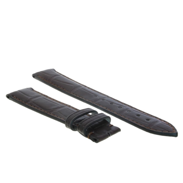 Cinturino Sartoriale Alligatore Marrone Scuro Opaco 18/16 mm B43B  classico..