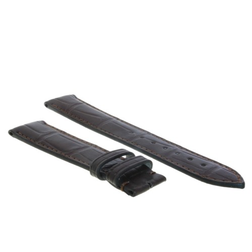Cinturino Sartoriale Alligatore Marrone Scuro Opaco 18/16 mm B43B  classico..