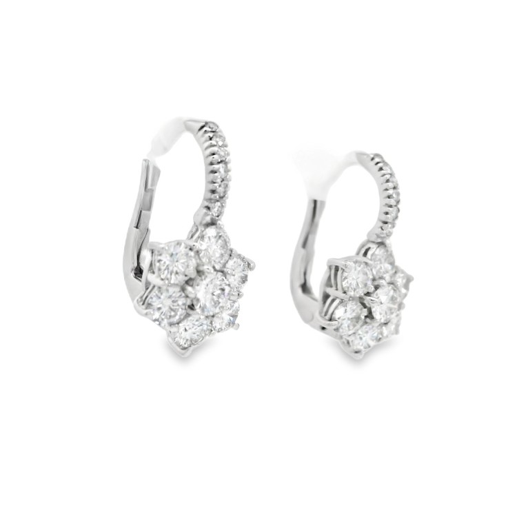 Orecchini Margherita 6+1 Diamanti ct 1,36 F VVS Oro Bianco 750 18 kt 3,3 gr