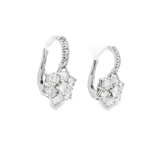Orecchini Margherita 6+1 Diamanti ct 1,36 F VVS Oro Bianco 750 18 kt 3,3 gr