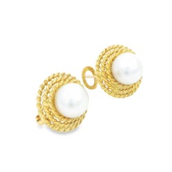 Orecchini Perla Giapponese A 7,5 mm Oro 18 kt 2