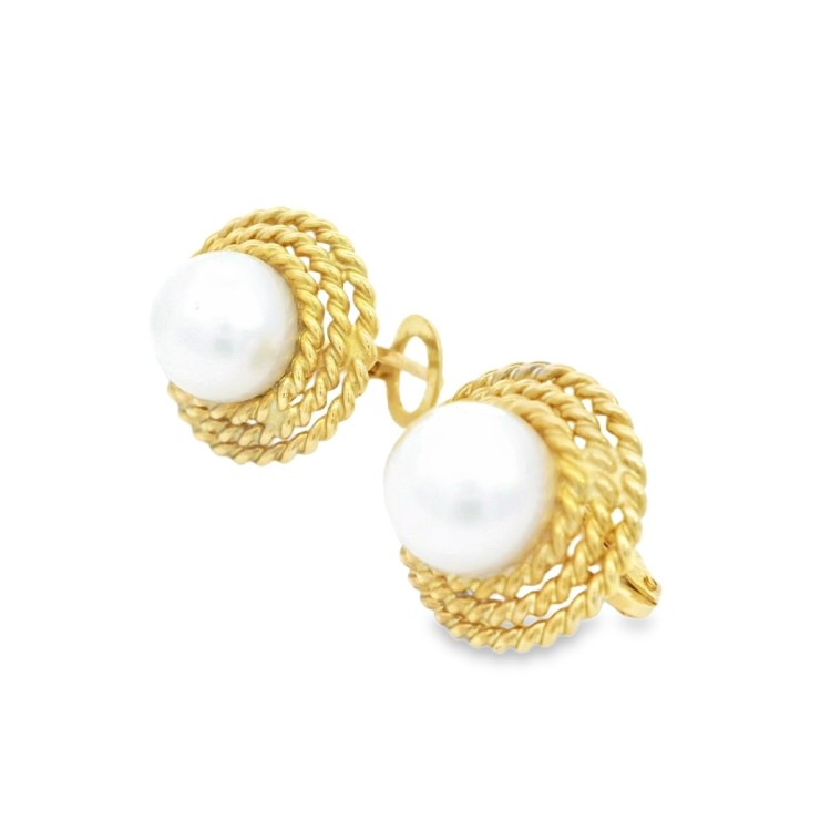 Orecchini Perla Giapponese A 7,5 mm Oro 18 kt