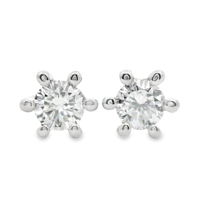Orecchini Punto Luce 6VF Diamante ct 0,25 E VS Oro Bianco 18 kt 1,28 gr