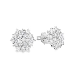 Orecchini Margherita Esagonale Diamanti ct 1,77 F VVS Oro Bianco 750 18 kt 5,08 gr 2