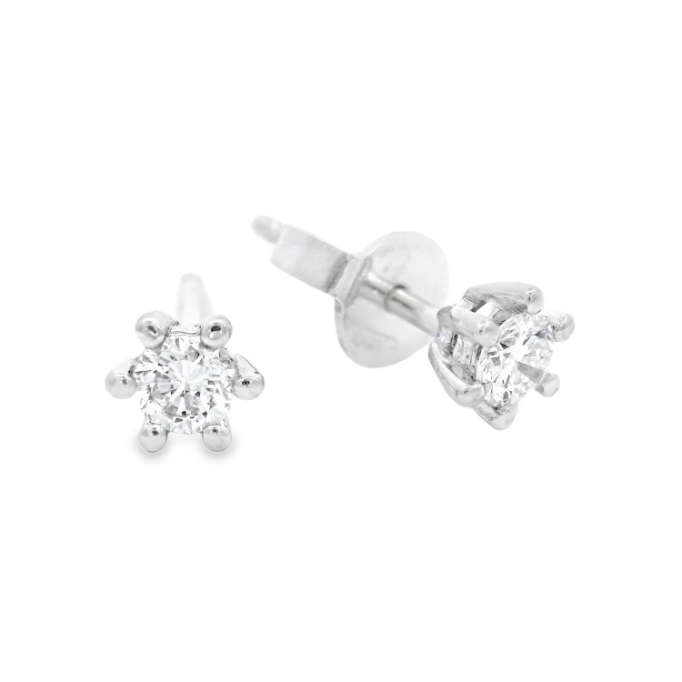 Orecchini Punto Luce 6VF Diamante ct 0,25 E VS Oro Bianco 18 kt 1,28 gr