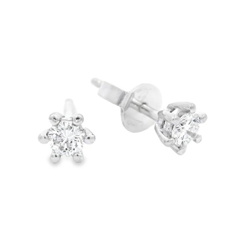 Orecchini Punto Luce 6VF Diamante ct 0,25 E VS Oro Bianco 18 kt 1,28 gr