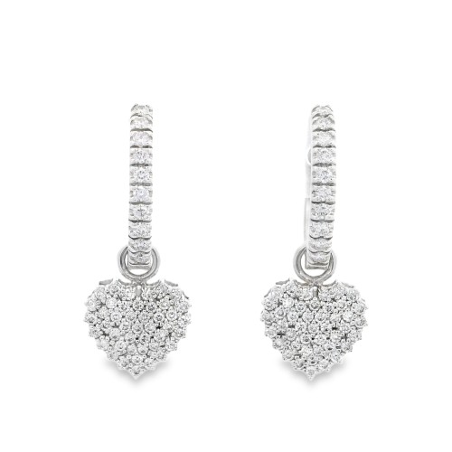 Orecchini pendente Cuore Diamanti ct 0,78 Oro 18 kt