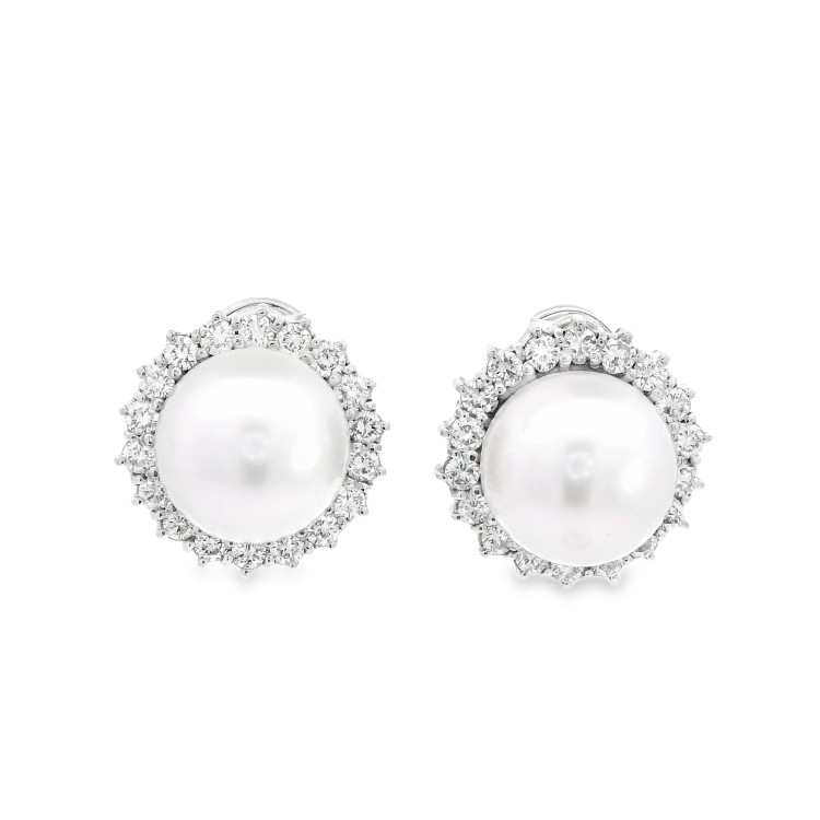 Orecchini Perla Australiana Diamanti ct 1,05 F VS Oro 18 kt 11,56 gr